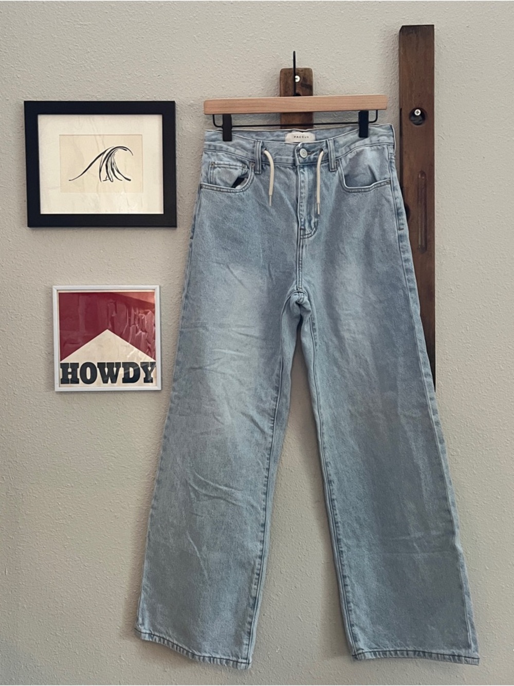 $70 PacSun Blake Extreme Baggy Jeans Drawstring Light Indigo Size 28x30